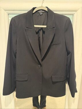 Halogen Black Single-Button Notch Lapel Blazer